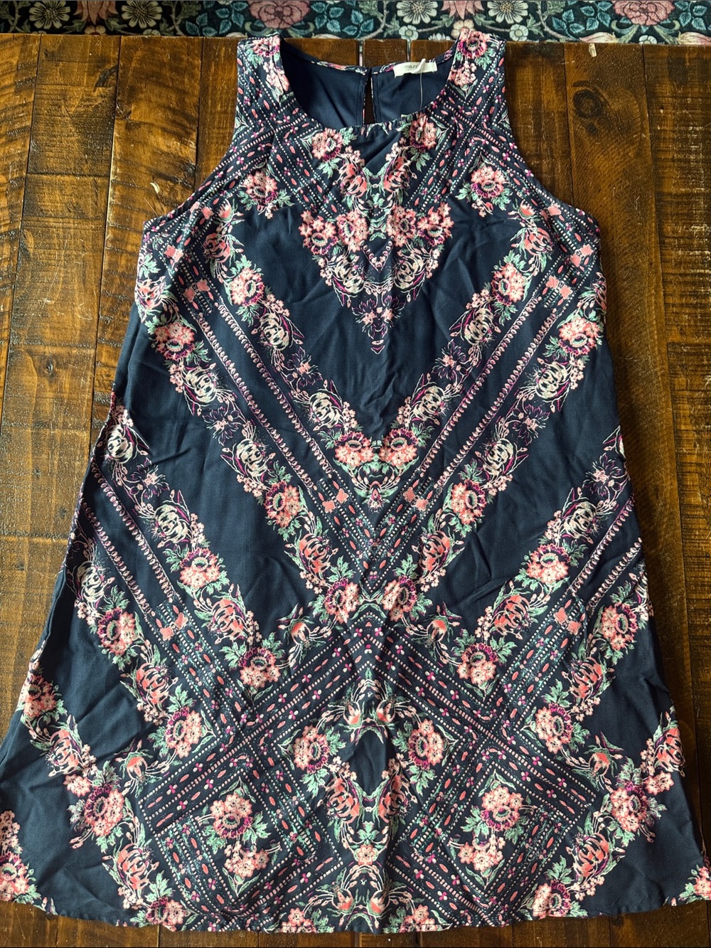 Maurices Floral Medallion Shift Dress Women’s Medium Navy Pink NWT